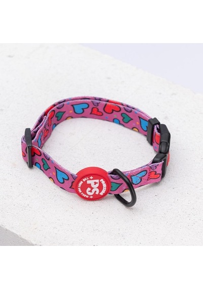 Hearts Kalp Desenli Köpek Boyun Tasması Ayarlanabilir Köpek Tasması M Size 32-48cm Boyun Aralığı Mor