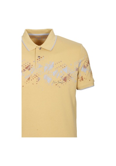 Erkek Polo Yaka Tişört Sarı Slim Fit Ribanalı Desenli T-shirt Ncs Jeans 1214-sarı Sarı