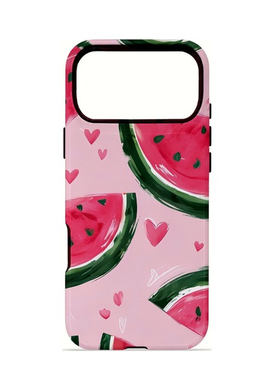 Apple iPhone Uyumlu 17 Pro Max Vorian Çift Katmanlı Magsafe Kılıf Watermelon Hearts