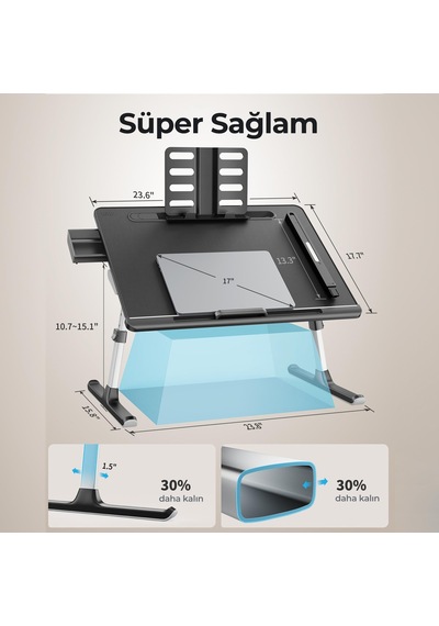 Bix Saiji K8 Ultimate Çok Fonksiyonlu Ayarlı Led Işıklı Çalışma Masası Siyah Siyah