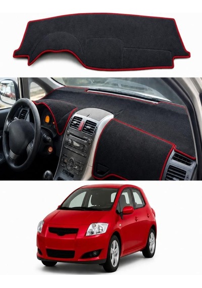 Toyota - Auris 2006-2012 Uyumlu Torpido Koruma Kılıfı - Kırmızı Şeritli