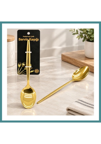 Trendexa Metal Altın Servis Kaşığı 27 Cm Mac