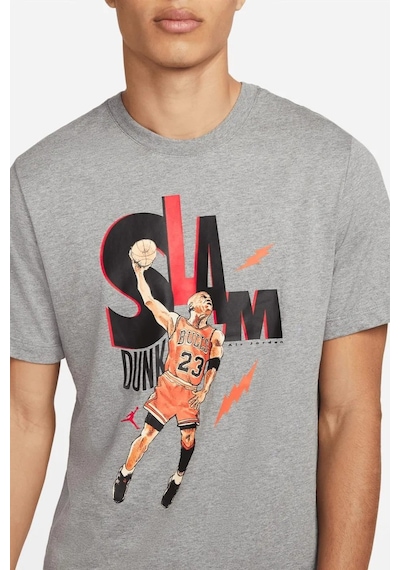 Nike Air Jordan 5 Mens Ss Crew Grafik Baskılı Erkek Tişört Gri