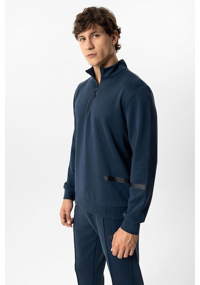 Backandbond Lacivert Regular Fit Dik Yaka Yarım Fermuarlı Sweatshirt