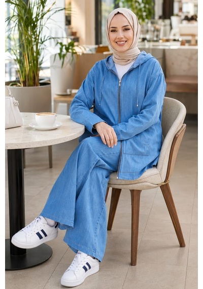 Hb Harma Time Butik Kadın Kapüşonlu Fermuarlı İnce Kot Açık Mavi Tunik Pantolon Takım Açık Mavi Açık Mavi Hb Harma Time Butik Kadın Kapüşonlu Fermuarlı İnce Kot Açık Mavi Tunik Pantolon Takım Açık Mavi Açık Mavi