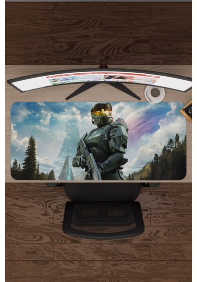 Halo Kaymaz Dikişli Kauçuk Oyuncu Mousepad V1 - 90x40 Xxl Gaming Mouse Pad Fare Altlığı