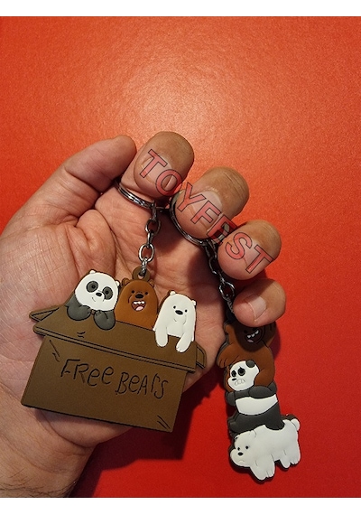 Kafadan Ayılar Figürleri - Grizzly - Panda - Ice 2 Li Çanta Akesuarı Anahtarlık Seti - Model 2