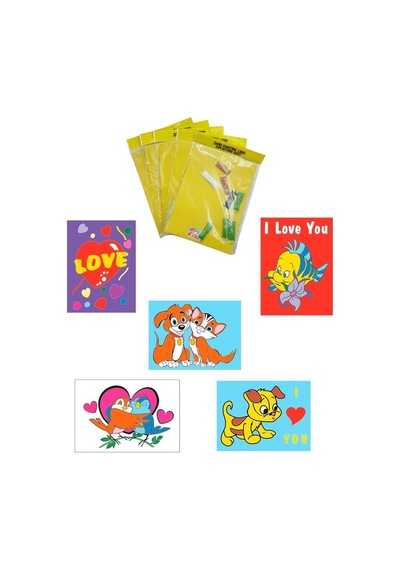 I Love You, 5 Adet Büyük Boy A4, Kız-erkek Kum Boyama Kartı Seti-red Castle Kb-rc-051