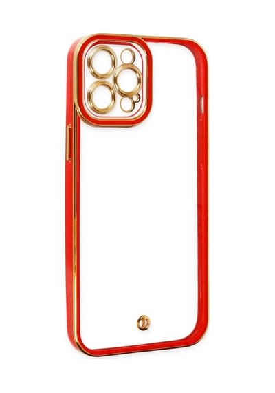 Bezos İphone 12 Pro Kılıf Liva Lens Silikon - Kırmızı Bty