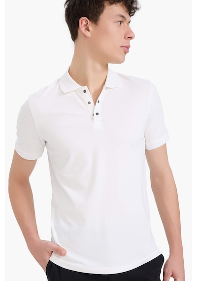 DeFacto Slim Fit Dar Kesim Polo Yaka Kısa Kollu Dokulu Basic Düz Tişört T5259AZ25SMWT32