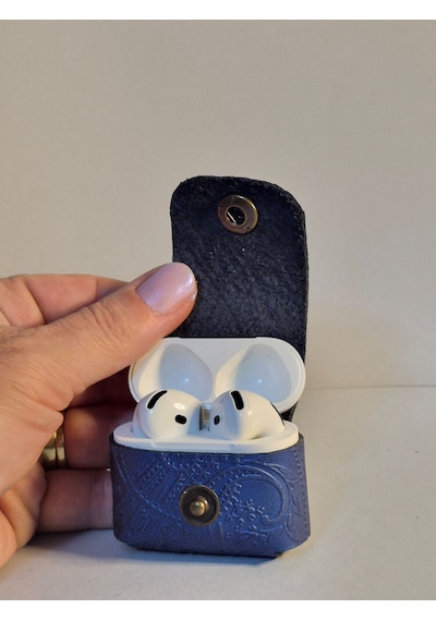 Gogo Hakiki Deri Apple Uyumlu Airpods 4.nesil Kılıf Lacivert
