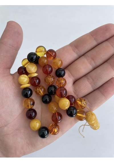 Renk Karması Doğal Kaya Damla Kehribar Tesbih 33lük 11mm 27,20 Gram