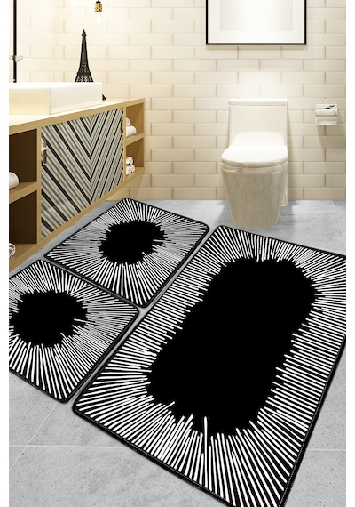 Somber Siyah 3'lü Set Banyo Paspası Djtbanyo Siyah