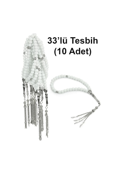 10 Adet 33lü Hac Umre Hediyelik Tesbih - Beyaz