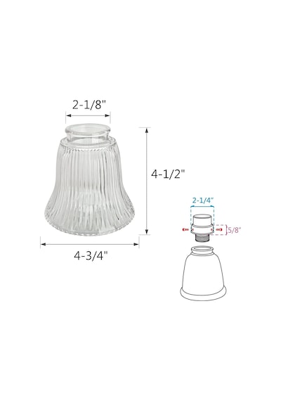 Aspen Creative 23080-4a Geçişli Şeffaf Fitilli Tavan Vantilatörü Yedek Cam Gölge, 6,5 Cm Takıcı, 10,6 Cm Çap X Diğer