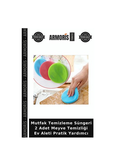 Mutfak Temizleme Süngeri 2 Adet Meyve Temizliği Ev Aleti Pratik Yardımcı Diğer