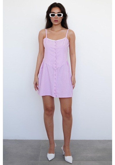 Madmext Pembe Pötikareli Kadın Mini Elbise Mg2387 Pembe