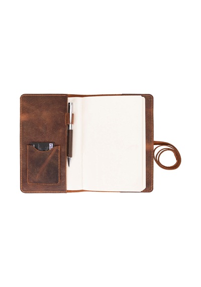 Bloom Scribe Wrap Saddle Brown A5 Hakiki Deri Defter Kılıfı