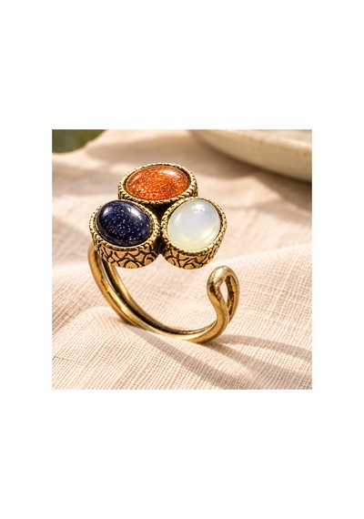 Esoo Jewelry Doğal Taş Detaylı 3 Taşlı Vintage Gold Ayarlanabilir Kadın Yüzük - Beyaz Siyah Kahve Beyaz - Siyah Esoo Jewelry Doğal Taş Detaylı 3 Taşlı Vintage Gold Ayarlanabilir Kadın Yüzük - Beyaz Siyah Kahve Beyaz - Siyah