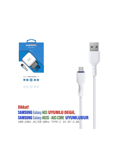 Samsung Galaxy A03s - A03 Core Uyumlu Şarj Cihazı 5v 2.8a