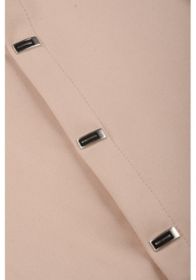 Deepsea Bej Slim Fit Likralı Kolay Ütülenebilir Gizli Düğmeli Erkek Gömlek 2602614