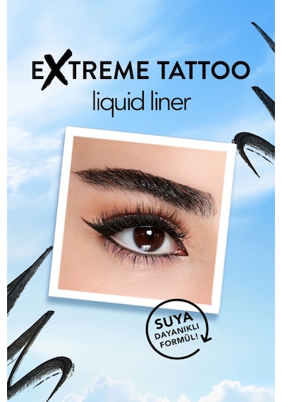 Extreme Tattoo Yüksek Pigmentli & Mat Bitişli Akmayan Likit Göz Kalemi 001 Black