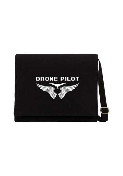 Drone Pilot 3 Siyah Kanvas Postacı Çantası