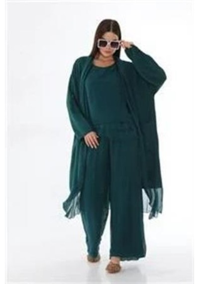 Itayan Ipek Detaylı Oversize Kaftan Zümrüt