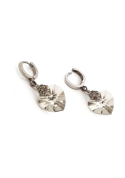 Swarovski Taşlı Gümüş Kalp Küpe