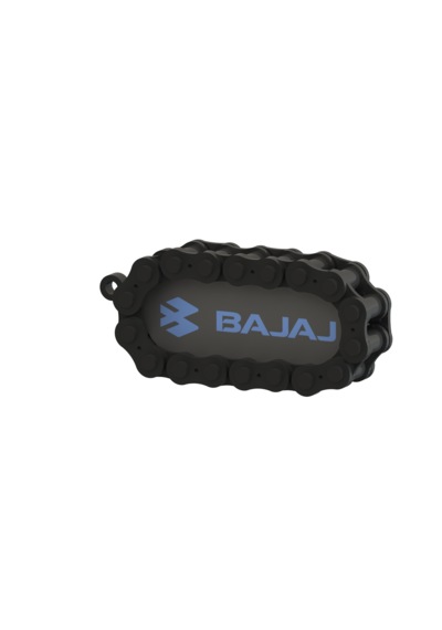 Bajaj Logolu Özel Tasarım Zincir Detaylı Motosiklet Anahtarlığı Mavi - Siyah
