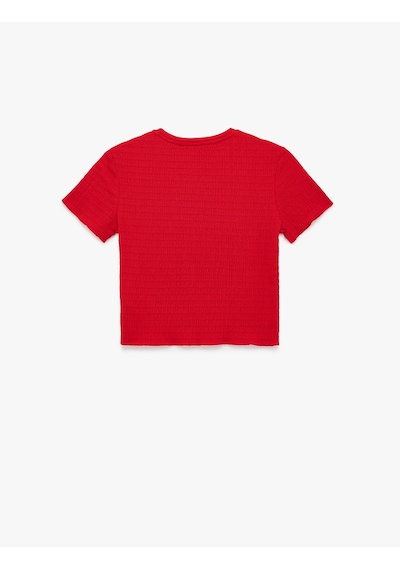 Koton Slim Fit Kısa Kollu Bisiklet Yaka Baskılı Tişört Kırmızı 6sal10124ık Kırmızı