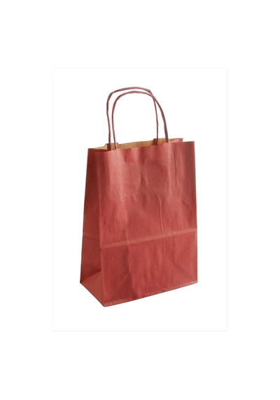 8x15x20 - 657 - Cm Kraft Büküm Saplı Kağıt Poşet 1 - Csmo-tex - Adet Bordo