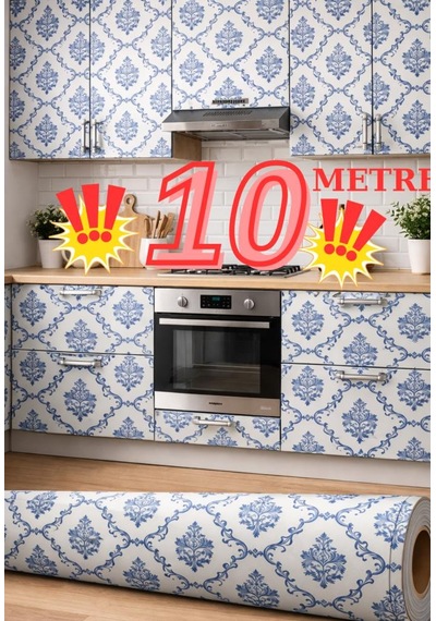 67cm X 10 Metre 1 Adet Yapışkanlı Rulo Vintage Desenli Model Mutfak Duvar Kaplama Folyosu Kağıdı