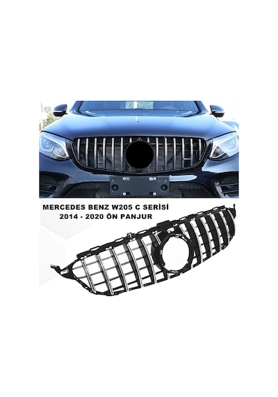 W205 C Serisi Spor Ön Panjur Izgaralı Piano Black & Krom 2014-2020