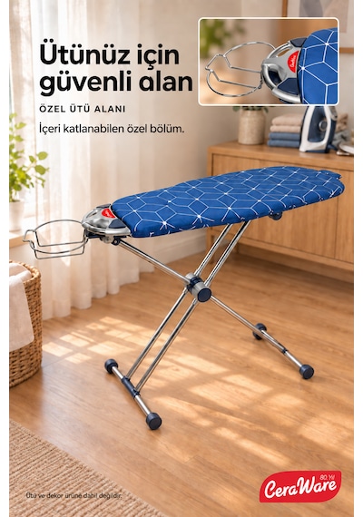 Nero 360 Air Döndürülebilen Ve Dikey Kullanılabilen Yedek Bezli Ütü Masası-lacivert