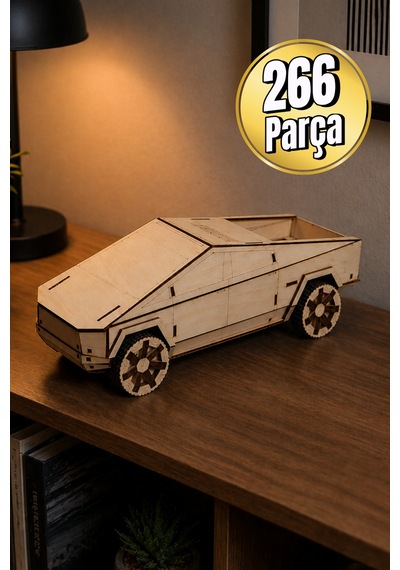 Ahşap Cybertruck Maketi Kendin Yap Dıy Dekoratif Kit - 3d Puzzle