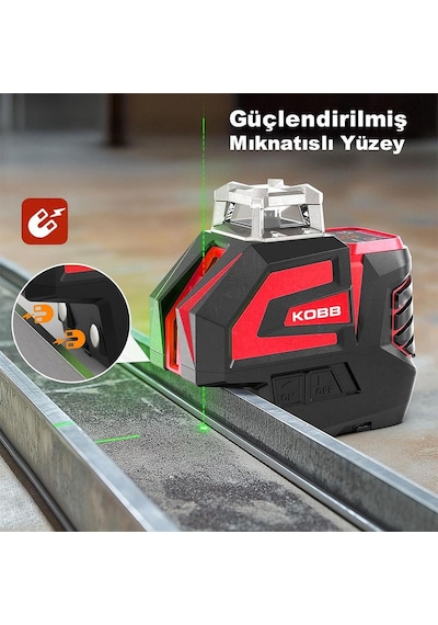 Kobb Kbl32g Profesyonel Li-ion Yatay 360 Ve Dikey Otomatik Hizalamalı Yeşil Nokta Şakül Ve Yeşil Çapraz Çizgi Lazer