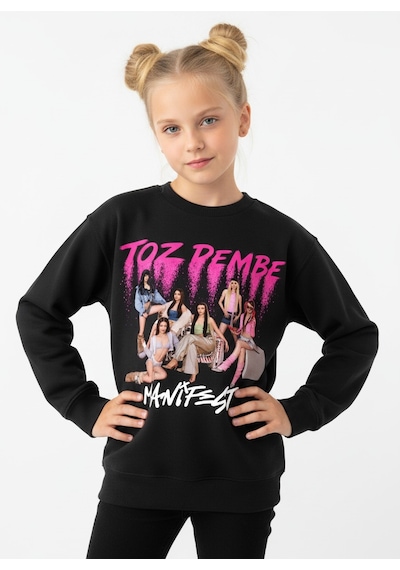 Seabubbles Manifest Toz Pembe Kız Çocuk Sweatshirt Siyah