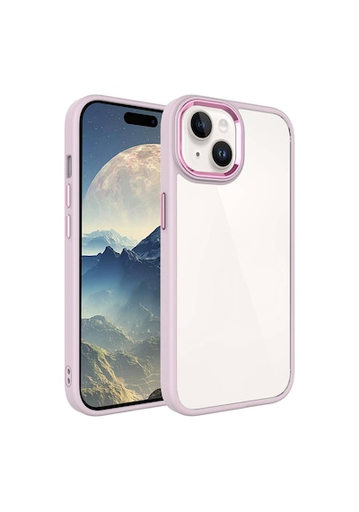 Apple iPhone Uyumlu 15 Kılıf Şeffaf Arka Yüz Kamera Yükseltili Silikon Pazarplus Kırmızı