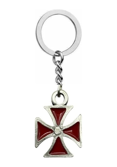 Kırmızı Kare Haç Figürlü Metal Anahtarlık Unisex Gotik & Alternatif Aksesuar
