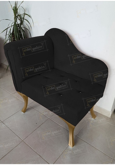 Yeni Model Tekli Köşe Koltuğu Josefin Bench Gold Ayak Siyah