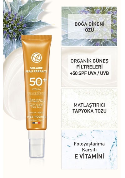 Yves Rocher Spf 50 Yüksek Korumalı Yağlanma Ve Leke Karşıtı Yüz Güneş Kremi/solaire Peau Parfaite-40 Ml