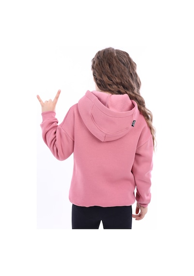 Kız Çocuk Oversize Kapüşonlu Cepli Düşük Omuz Baskılı Sweatshirt - 3 İplik Şardonlu Gülkurusu Kız Çocuk Oversize Kapüşonlu Cepli Düşük Omuz Baskılı Sweatshirt - 3 İplik Şardonlu Gülkurusu