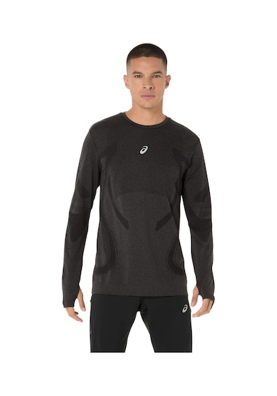 Asics Road Seamless Ls Top Erkek Siyah Beyaz Tshirt 2011d356-001 Siyah - Beyaz