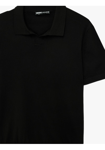 Koton Regular Fit Viskon Kısa Kollu Polo Yaka Triko Tişört Siyah 6sam70054ht