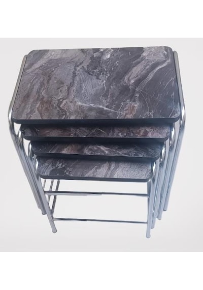 1448bng90221zigon Sehpa Demet Model Metal Nikelaj Ayak Açık Siyah Mermer Desen Tabla El Yapım