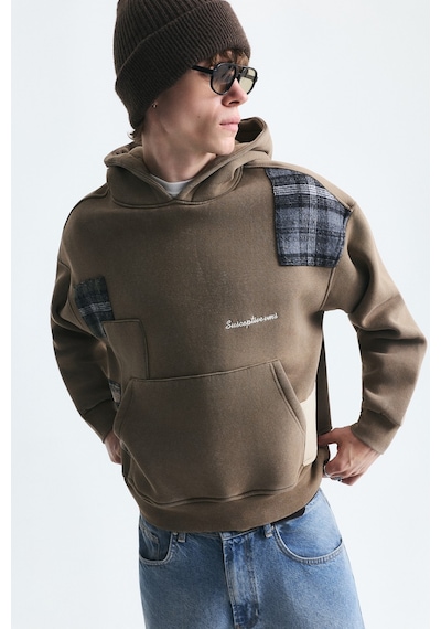 Vamos Boxy Fit Yama Detaylı Sweatshirt Vizon