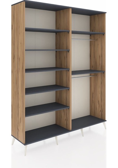 Hyperion Gardrop 7 Raflı 2 Askılı 176x44x221 Çam-antrasit Antrasit Hyperion Gardrop 7 Raflı 2 Askılı 176x44x221 Çam-antrasit Antrasit