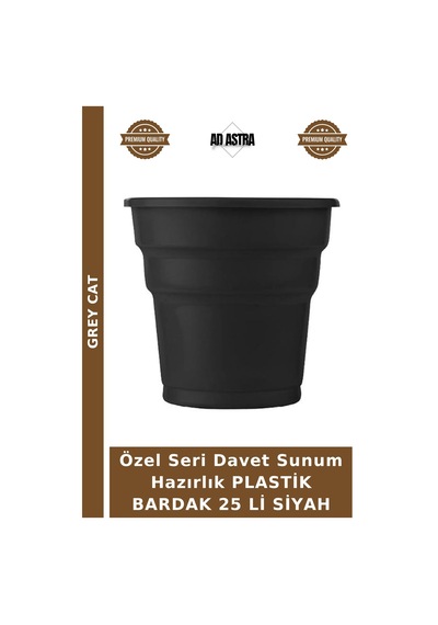 Özel Seri Davet Sunum Hazırlık Plastik Bardak 25 Li Siyah