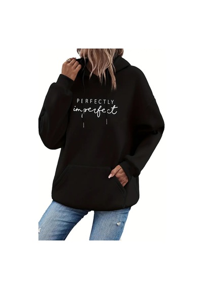 Perfectly Baskılı Oversize Sweatshirt Siyah